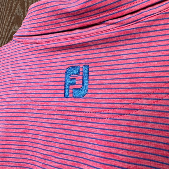 FootJoy FJ Pink Stripe Golf Polo Shirt Mens XL Pine Knob Golf Club Embroidered - Picture 7 of 9